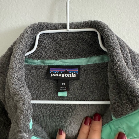 Patagonia Re-Tool Snap-T Fleece Pullover Feather Grey Turquoise Size XS - Picture 6 of 15